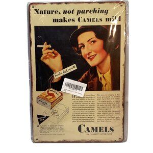 Nostalgic Camel Cigarettes Media Golden Era Pin Up Art Tin 12"x 8" Sign New
